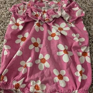 Hanna Andersson Pink Floral Baby Romper Size 12/18 Months